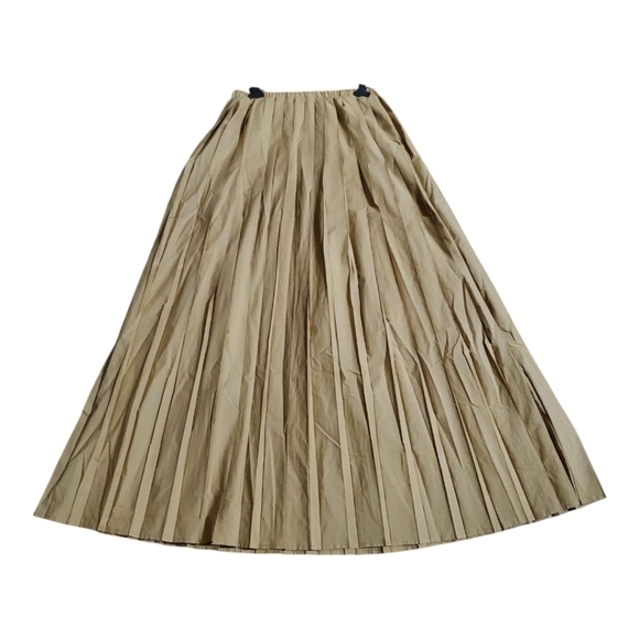 Shein Pleated Long Maxi  A-line Skirt Camel Tan Size 6 - Picture 1 of 3